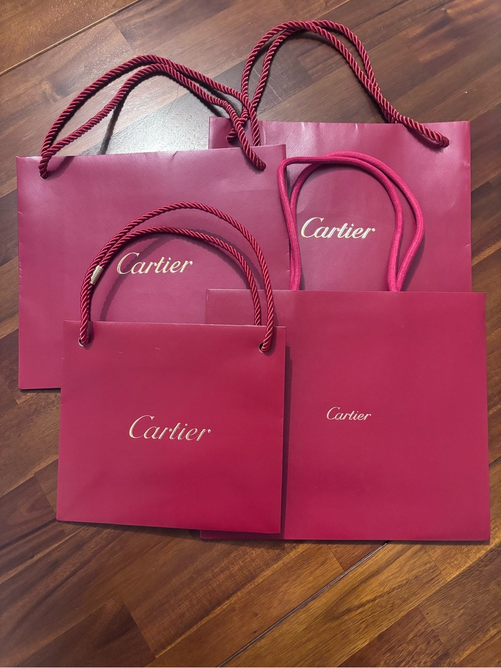 Cartier Red Signature Shopping Tote Bags